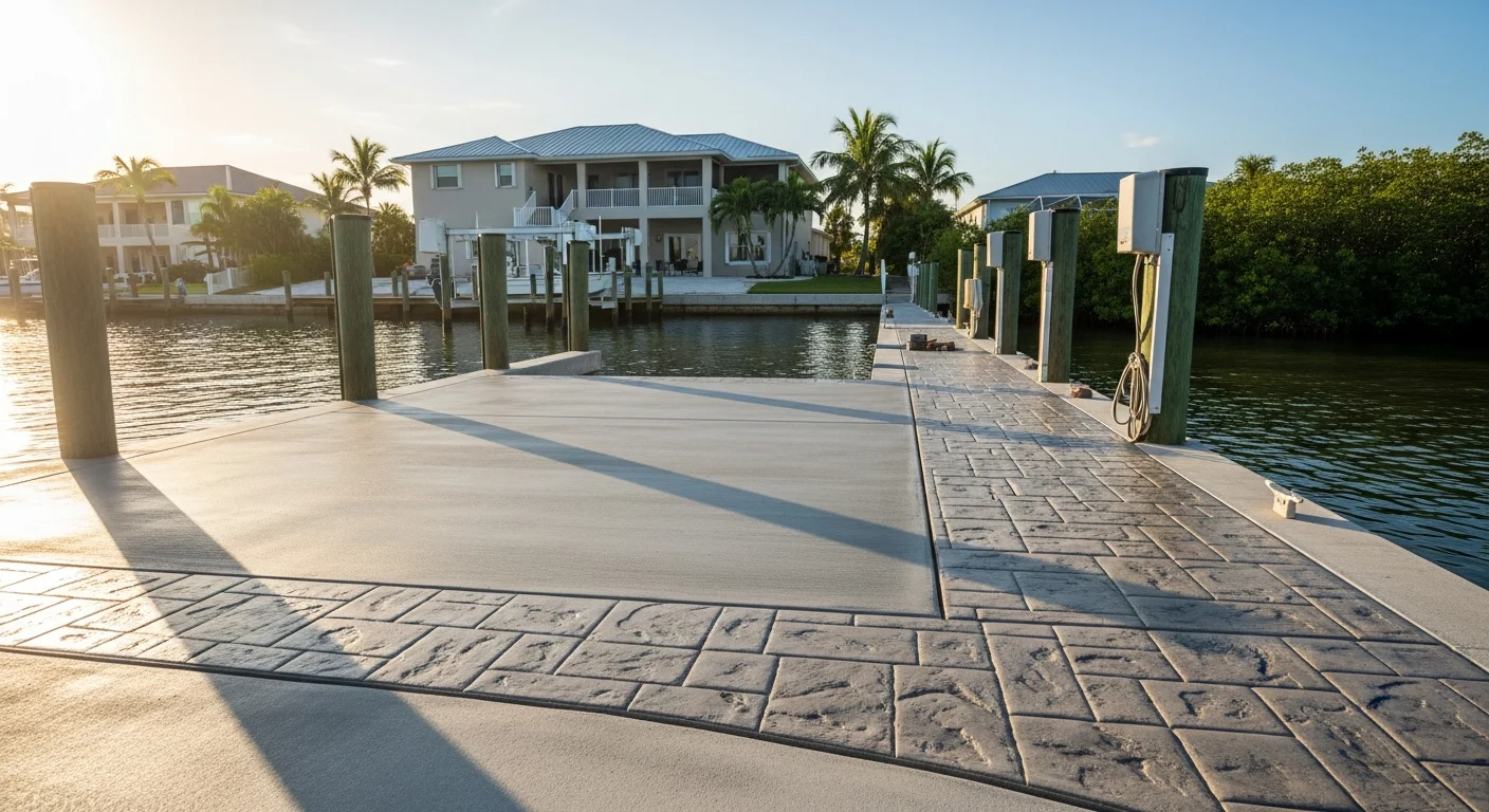 Waterfront home in Port Charlotte with dock and Gulf-facing view, showing coastal landscape and residential architecture.